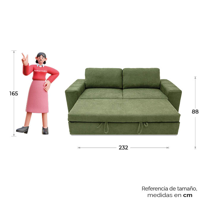 Sofa Cama Tela Verde Dit | Sofá Cama y Futones | salas